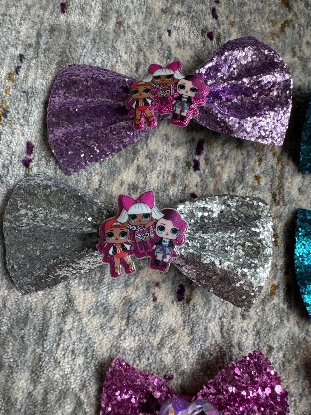 LOL Doll Glitter Bow Hair Clips - Assorted Colors